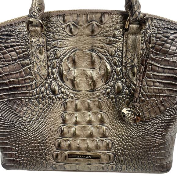 Brahmin Medium Duxbury Satchel Bag Melborne Coffee Brown Croc - Picture 11 of 13